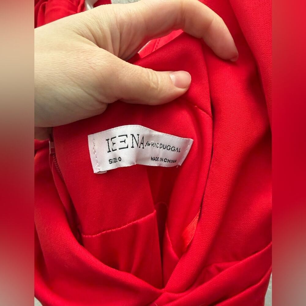 Mac Duggal Red Bow V Neck A Line Gown Size 0 Formal Holiday Christmas Dress - Picture 7 of 10